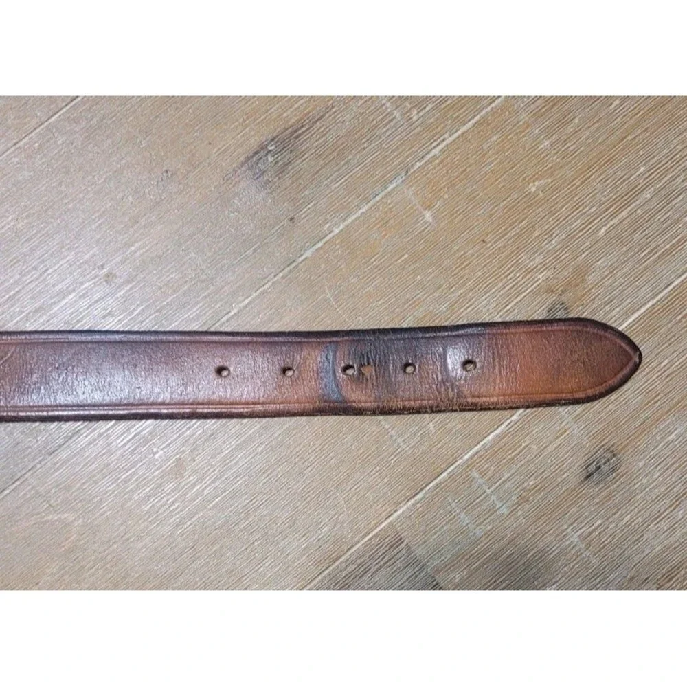 Triple K Brown Leather Belt 213-30  Solid Brass Buckle 32 Waist Size